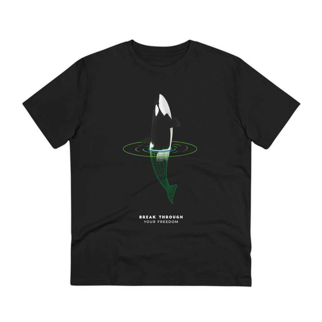 Printify T-Shirt Black / 2XS Cyber Whale Sea Wireframe - Portal Animals - Front Design