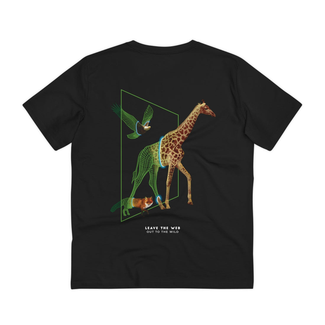 Printify T-Shirt Black / 2XS Cyber Wild Animals Wireframe - Portal Animals - Back Design