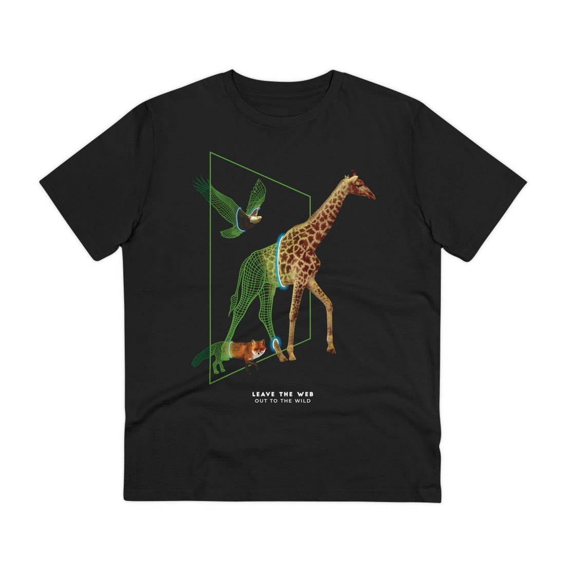 Printify T-Shirt Black / 2XS Cyber Wild Animals Wireframe - Portal Animals - Front Design