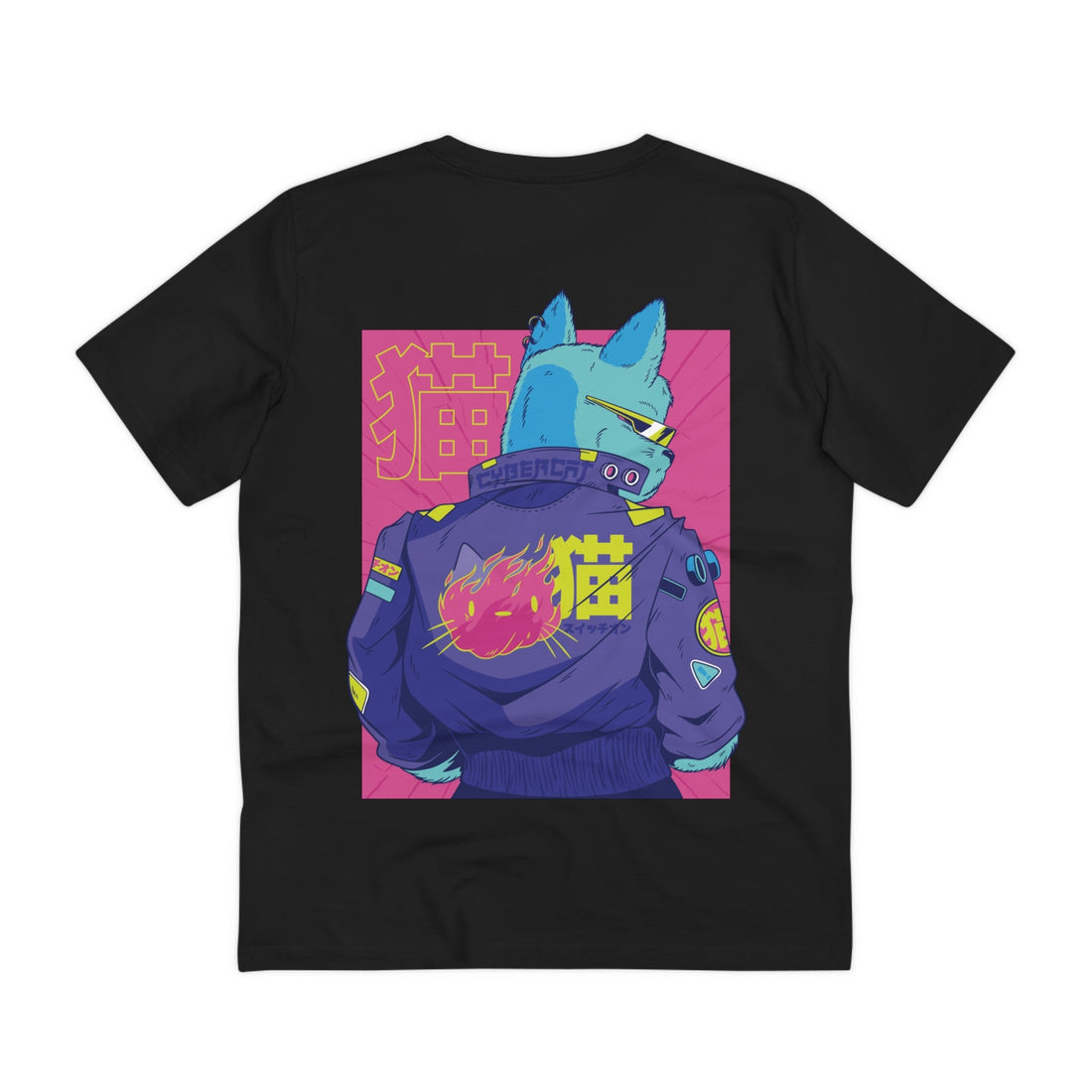 Printify T-Shirt Black / 2XS Cyberpunk Cat - Anime World - Back Design