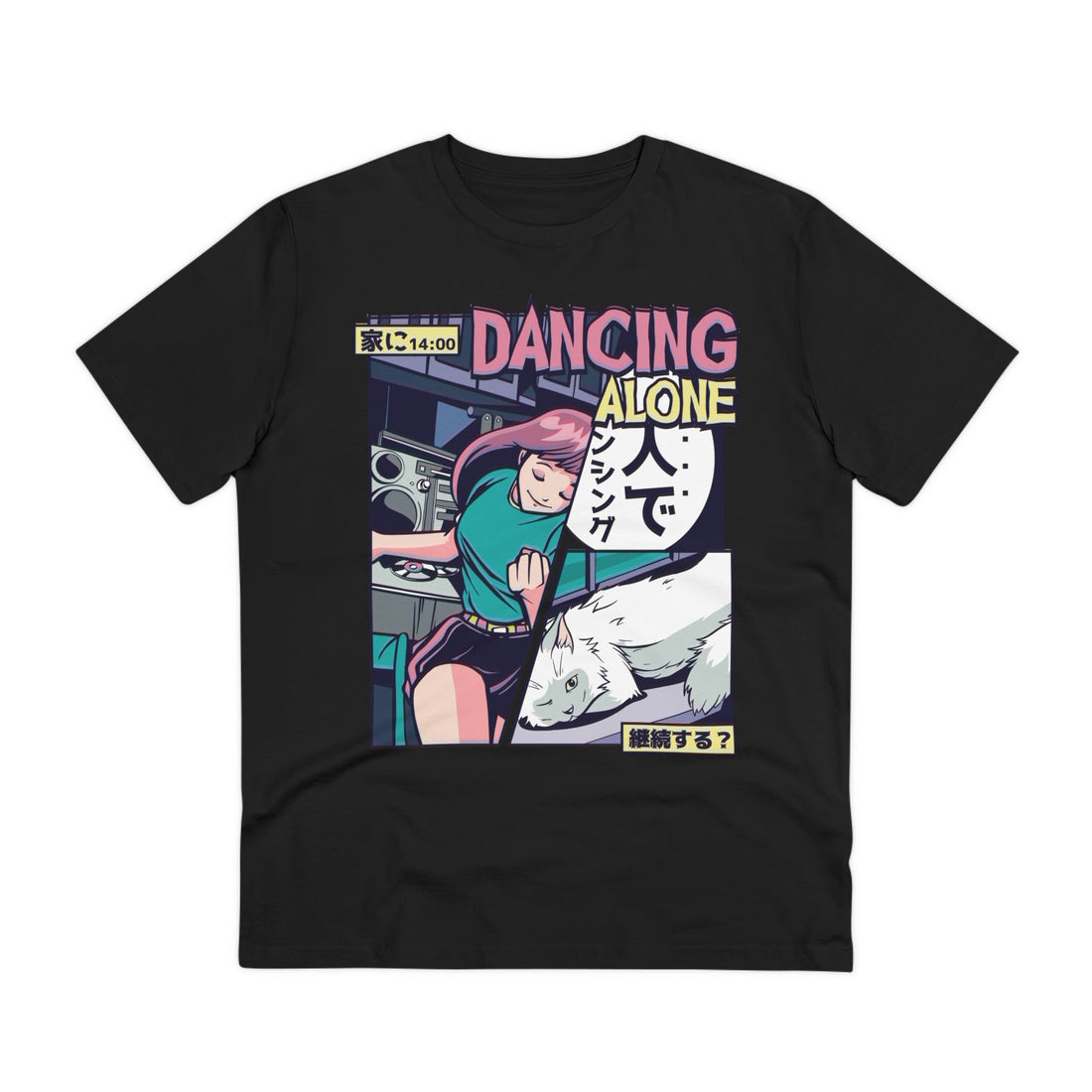 Printify T-Shirt Black / 2XS Dancing Alone - Anime Vaporwave - Front Design