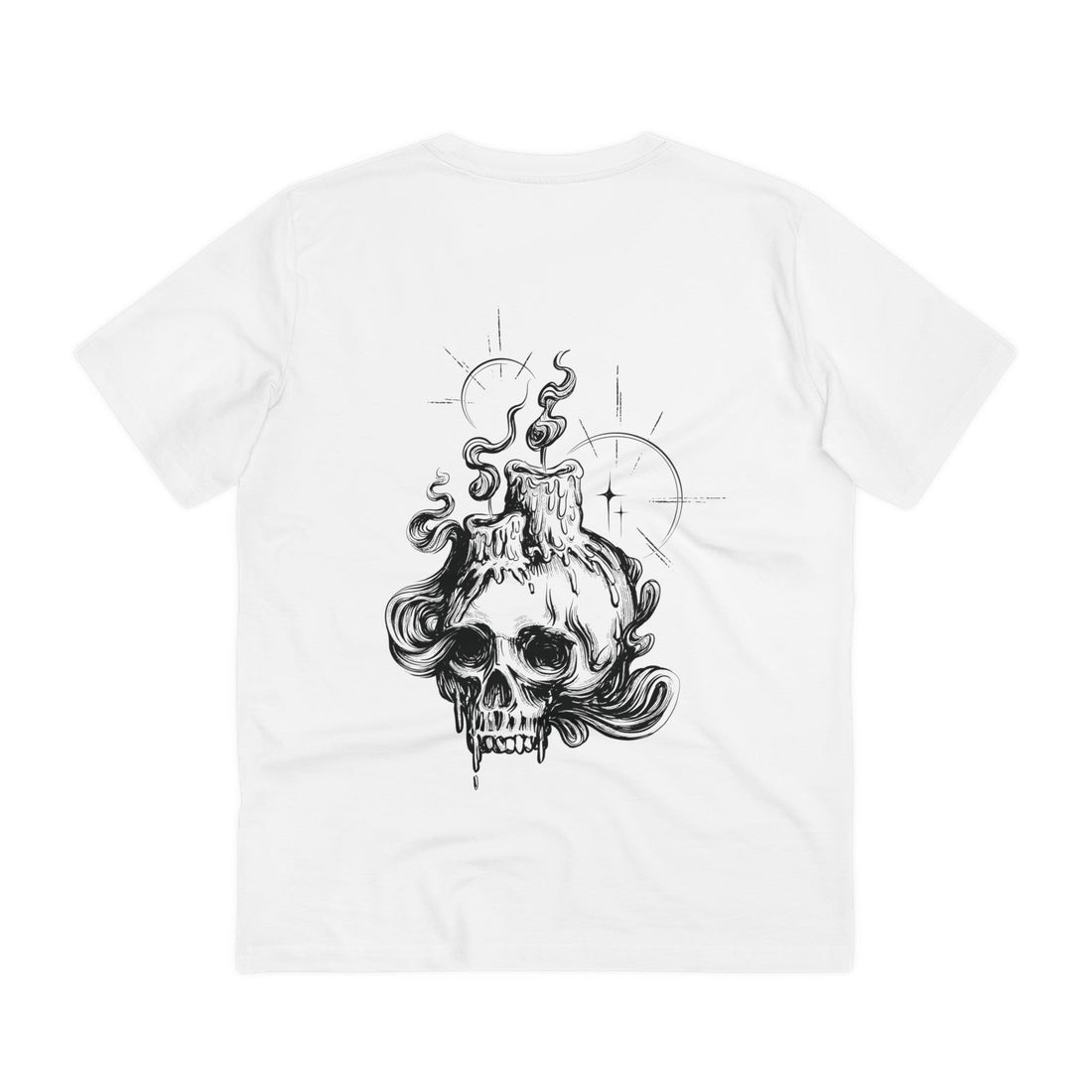 Printify T-Shirt White / 2XS Dark Skull and Candles - Hand Drawn Dark Gothic - Back Design