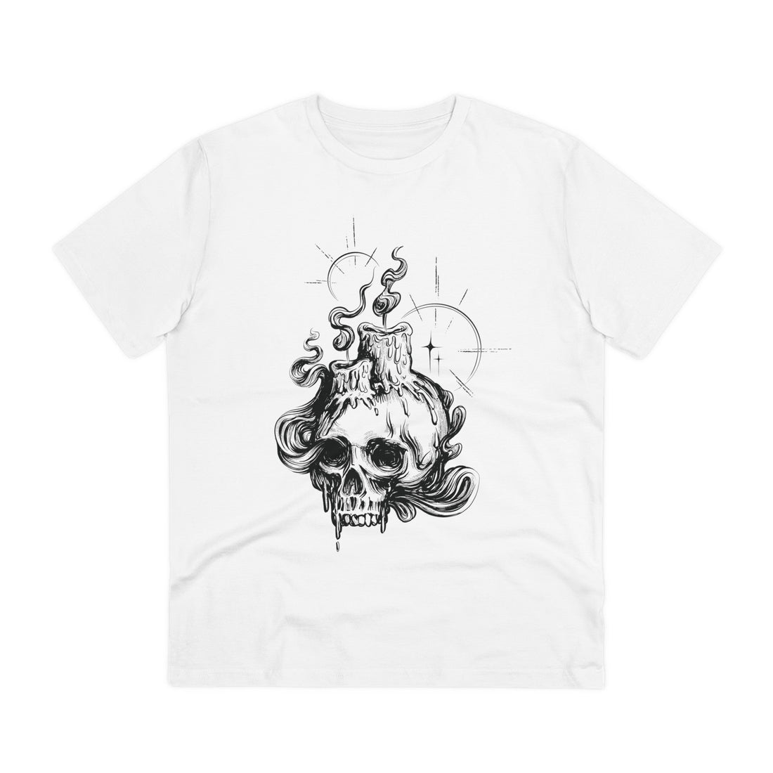 Printify T-Shirt White / 2XS Dark Skull and Candles - Hand Drawn Dark Gothic - Front Design