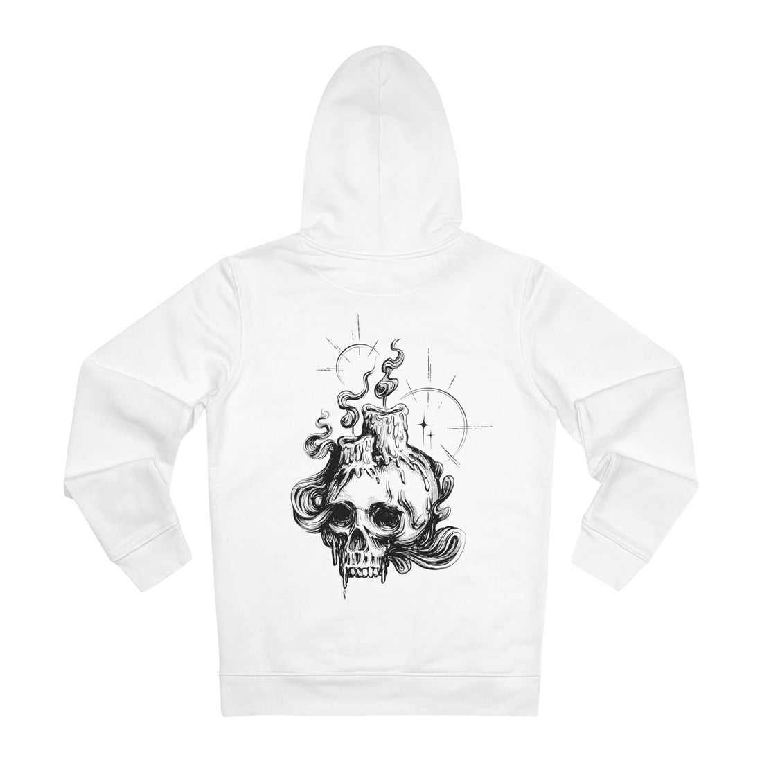 Printify Hoodie White / S Dark Skull and Candles - Hand Drawn Dark Gothic - Hoodie - Back Design