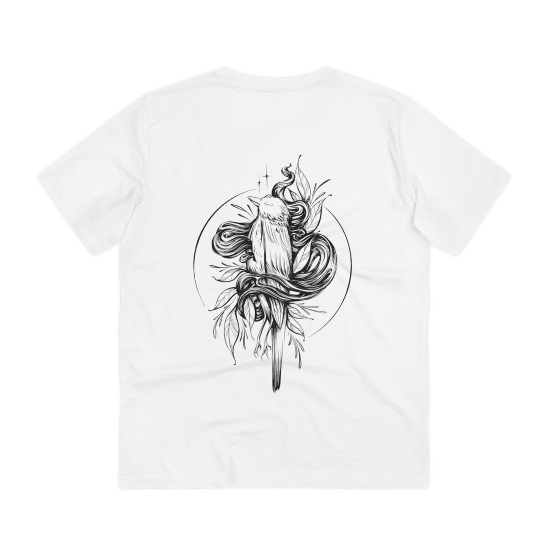 Printify T-Shirt White / 2XS Dead Bird - Hand Drawn Dark Gothic - Back Design