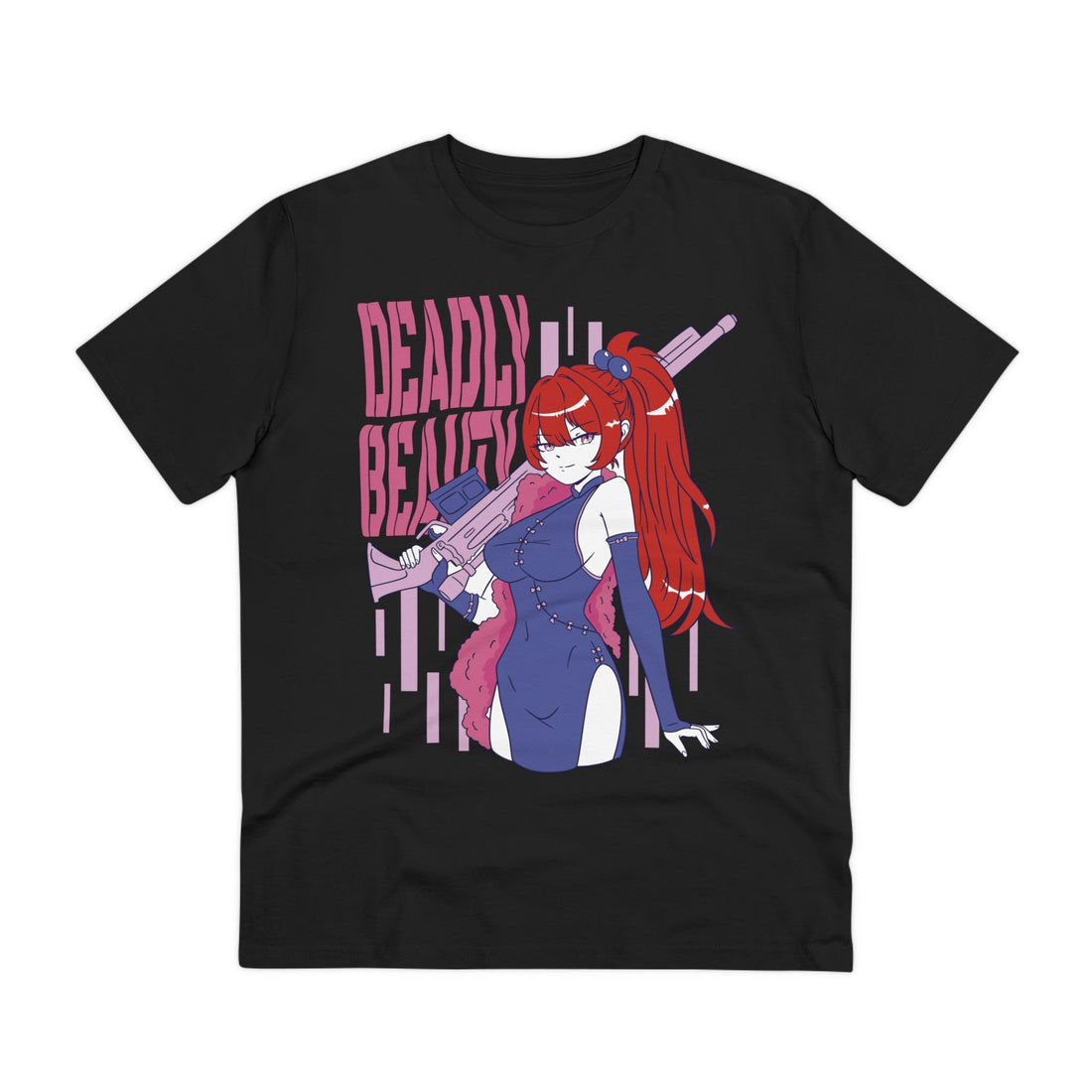 Printify T-Shirt Black / 2XS Deadly Beauty Gun Girl - Anime World - Front Design