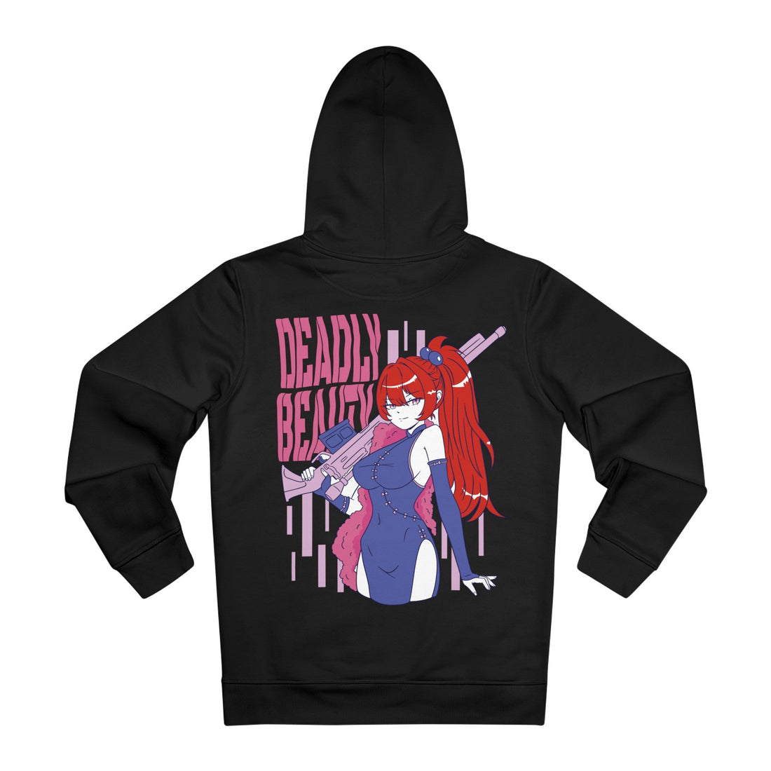Printify Hoodie Black / M Deadly Beauty Gun Girl - Anime World - Hoodie - Back Design