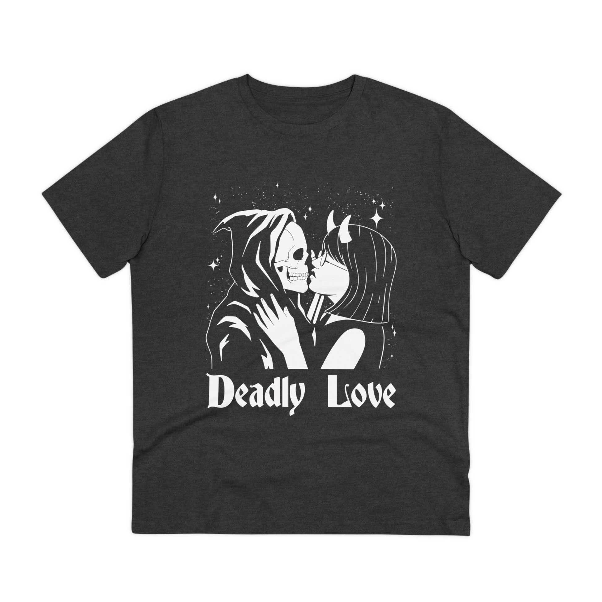 Printify T-Shirt Dark Heather Grey / 2XS Deadly Love - Anime World - Front Design