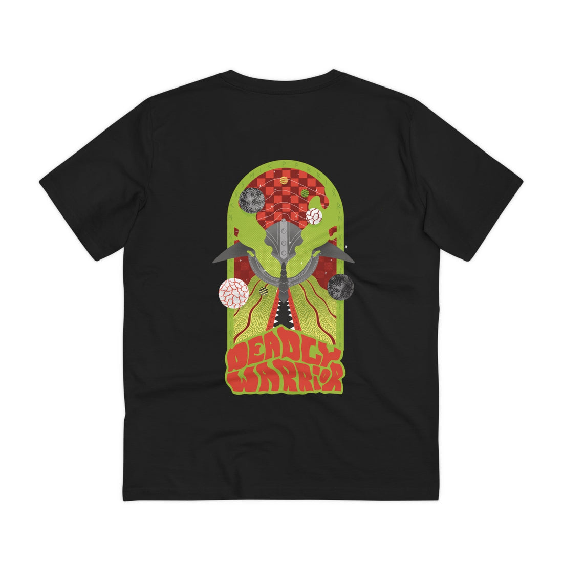 Printify T-Shirt Black / 2XS Deadly Warrior - Psychedelic Vikings - Back Design