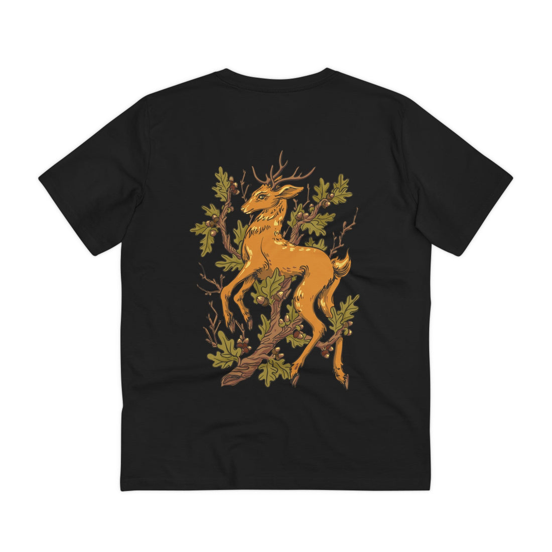 Printify T-Shirt Black / 2XS Deer - Animals in Nature - Back Design