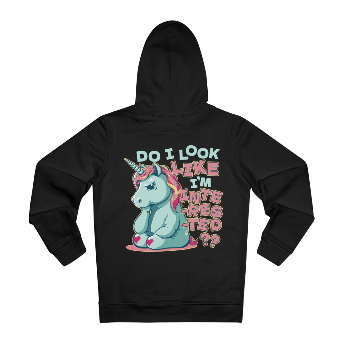 Printify Hoodie Black / 2XL Do i look like I´m interested? - Unicorn World - Hoodie - Back Design