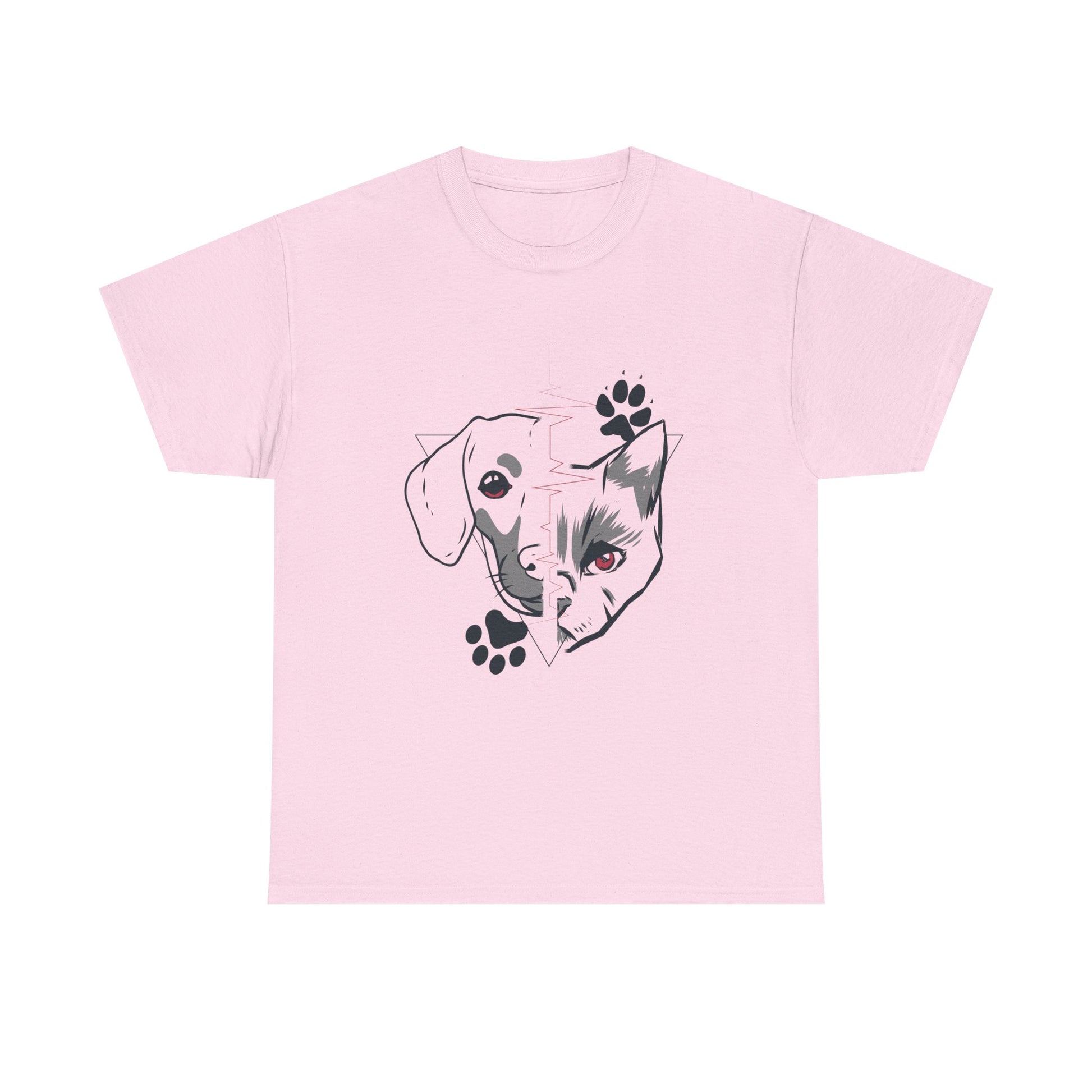 Hellpinker Stoff mit kontrastreichem Hunde-Katzen-Motiv – tierisch gut und stylisch anders, ideal für Tierfreunde mit Mut zu Farbe.