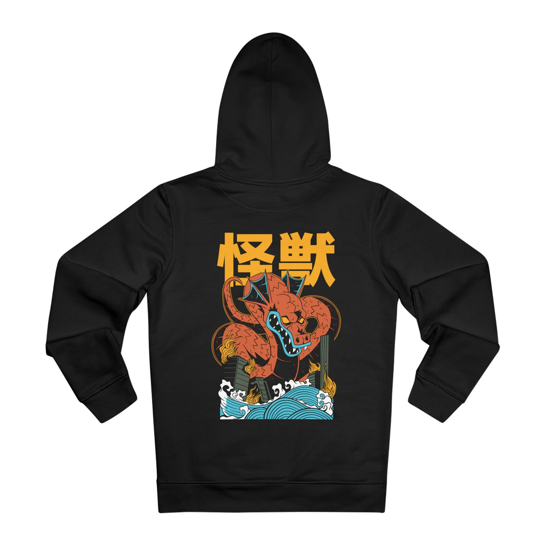 Printify Hoodie Black / M Dragon Japanese Creature - Kaiju Monster - Hoodie - Back Design