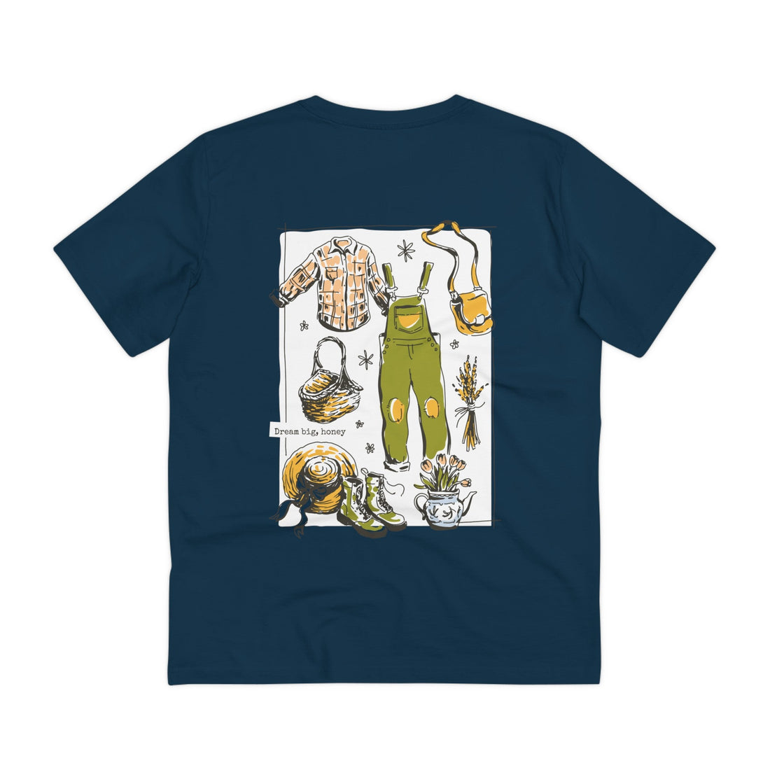 Printify T-Shirt French Navy / 2XS Dream Big, honey - Cottagecore Lifestyle - Back Design