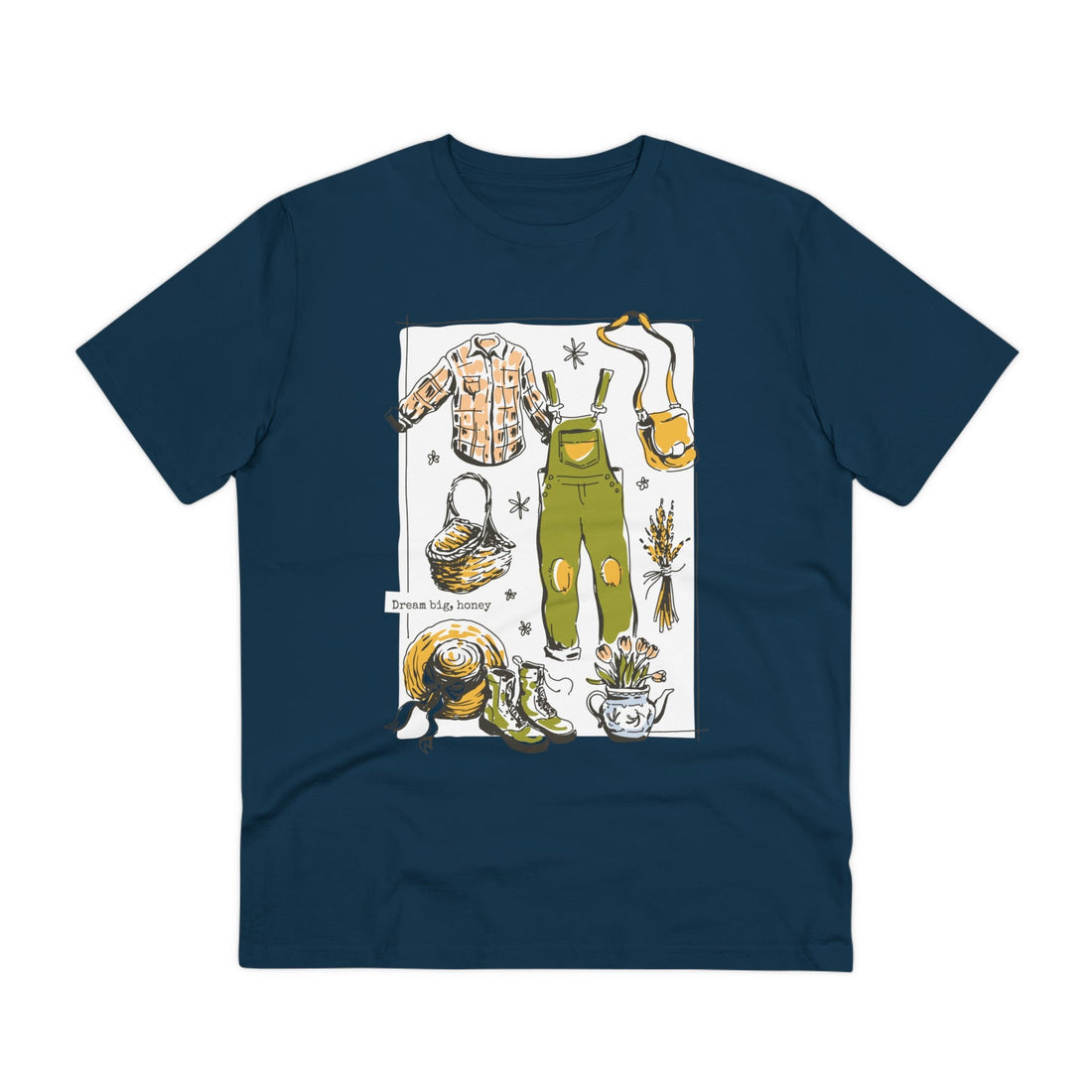 Printify T-Shirt French Navy / 2XS Dream Big, honey - Cottagecore Lifestyle - Front Design