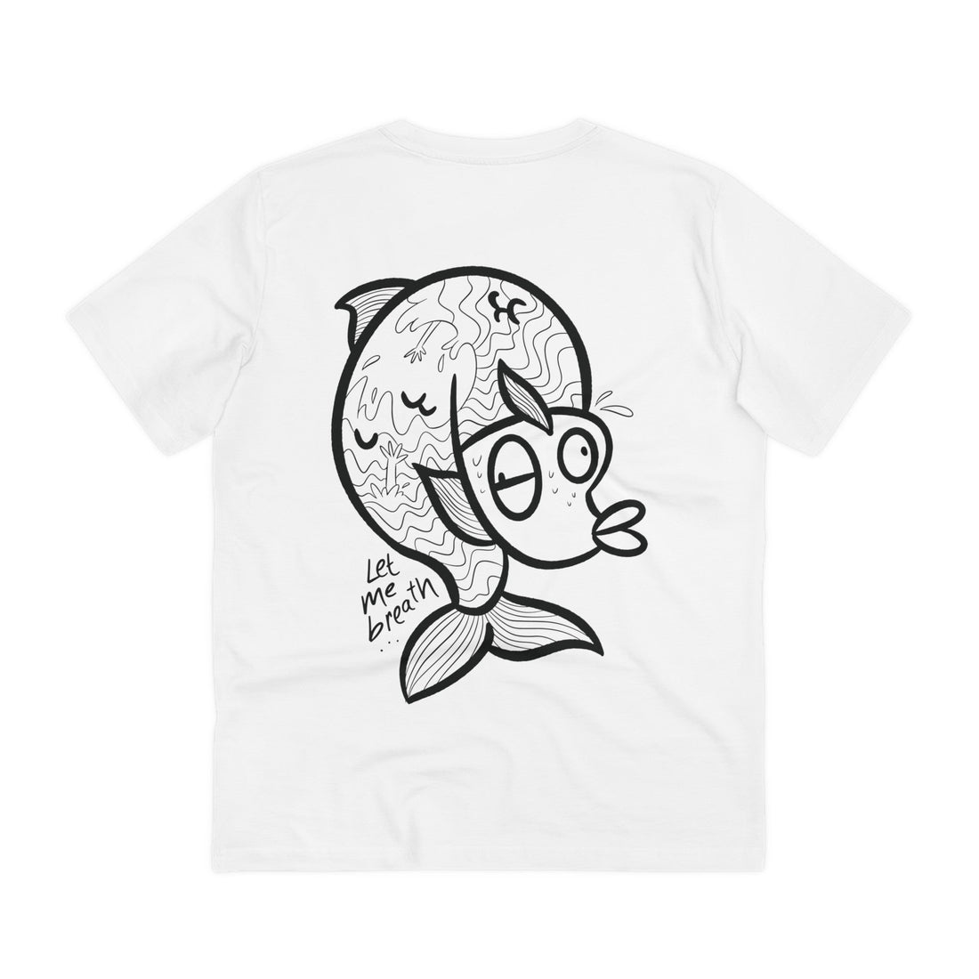 Printify T-Shirt White / 2XS Drowing in Fish - Doodle Fears - Back Design