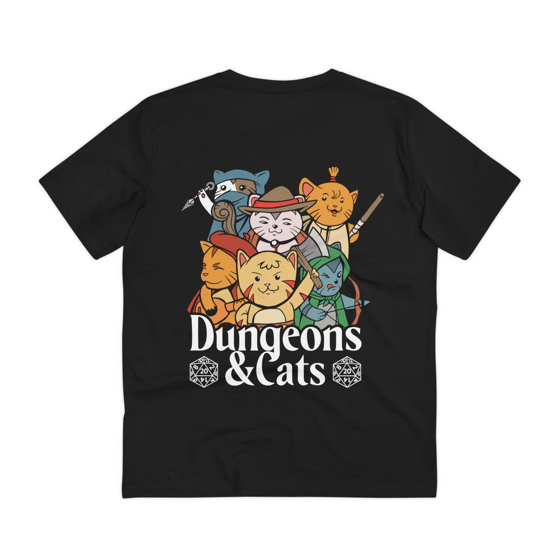 Printify T-Shirt Black / 2XS Dungeons and Cats - Dungeons and Animals - Back Design