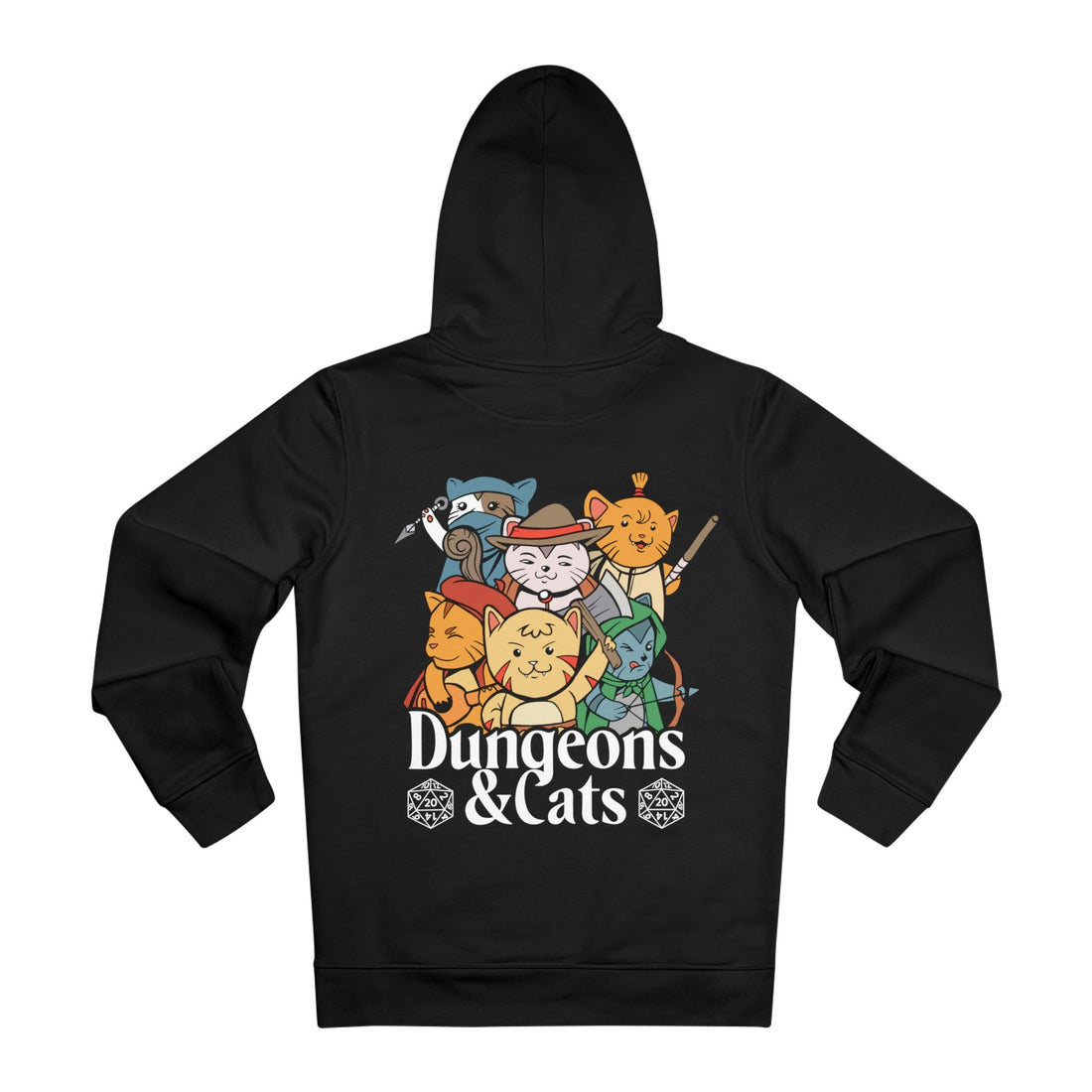 Printify Hoodie Black / M Dungeons and Cats - Dungeons and Animals - Hoodie - Back Design