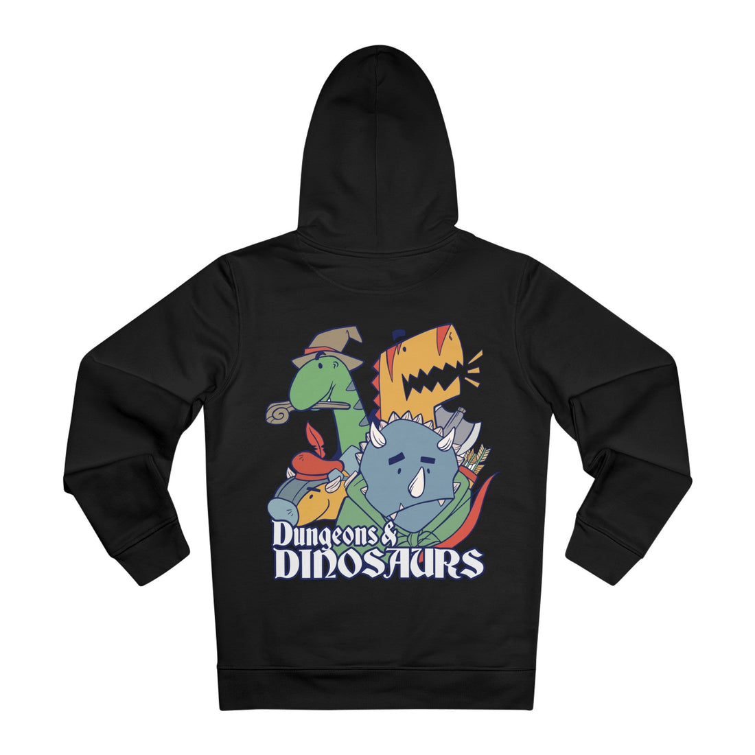 Printify Hoodie Black / M Dungeons and Dinosaurs - Dungeons and Animals - Hoodie - Back Design
