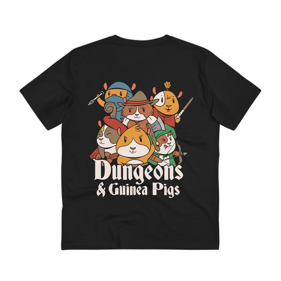 Printify T-Shirt Black / 2XS Dungeons and Guinea Pigs - Dungeons and Animals - Back Design