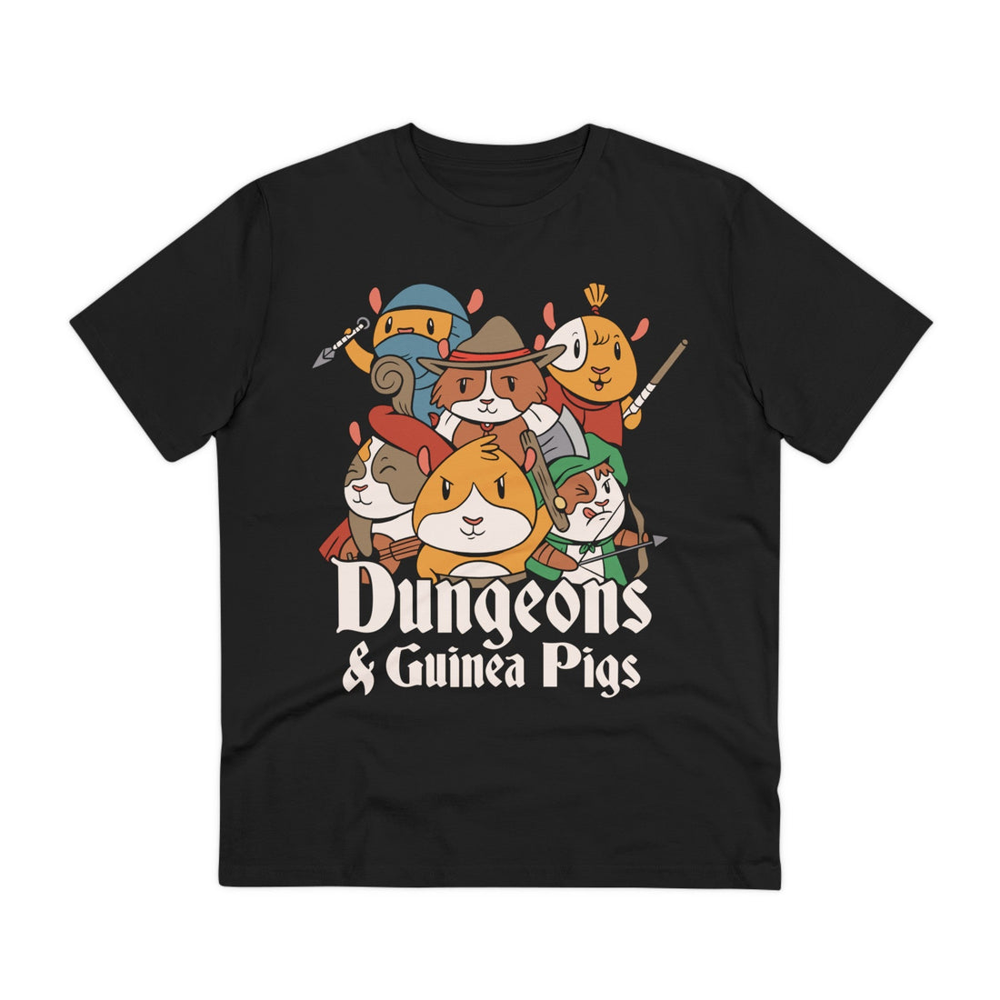 Printify T-Shirt Black / 2XS Dungeons and Guinea Pigs - Dungeons and Animals - Front Design