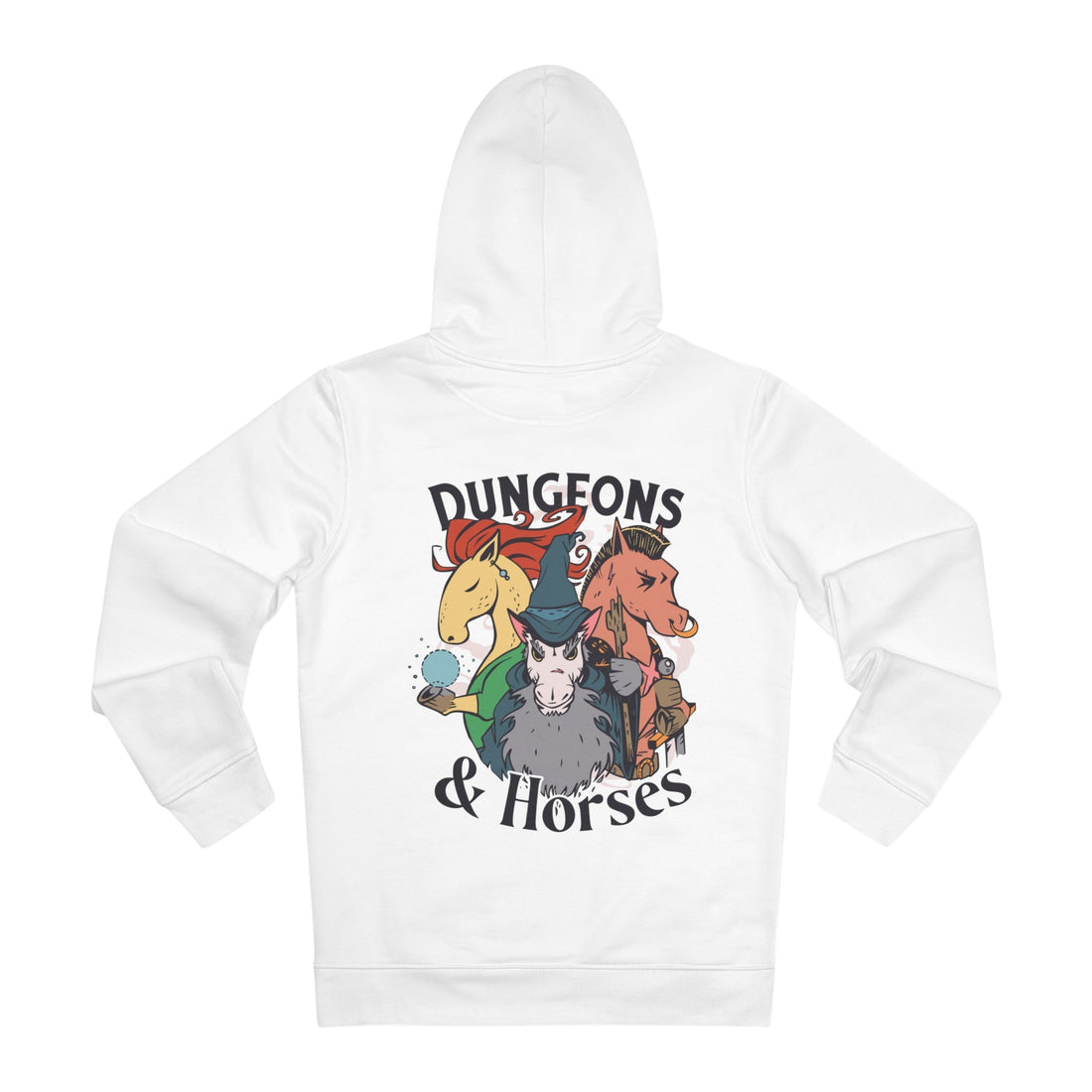 Printify Hoodie White / S Dungeons and Horses - Dungeons and Animals - Hoodie - Back Design