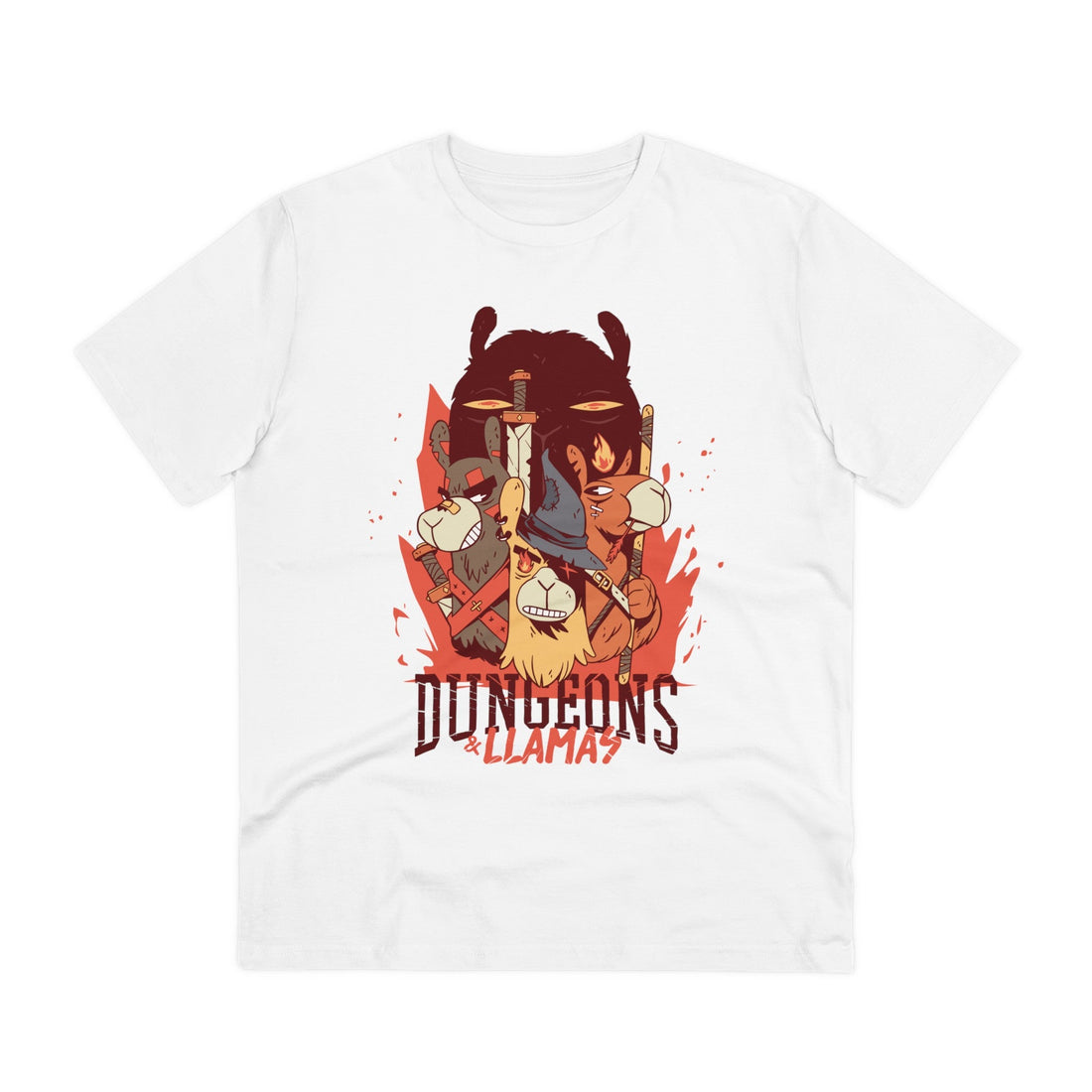 Printify T-Shirt White / 2XS Dungeons and Llamas- Dungeons and Animals - Front Design