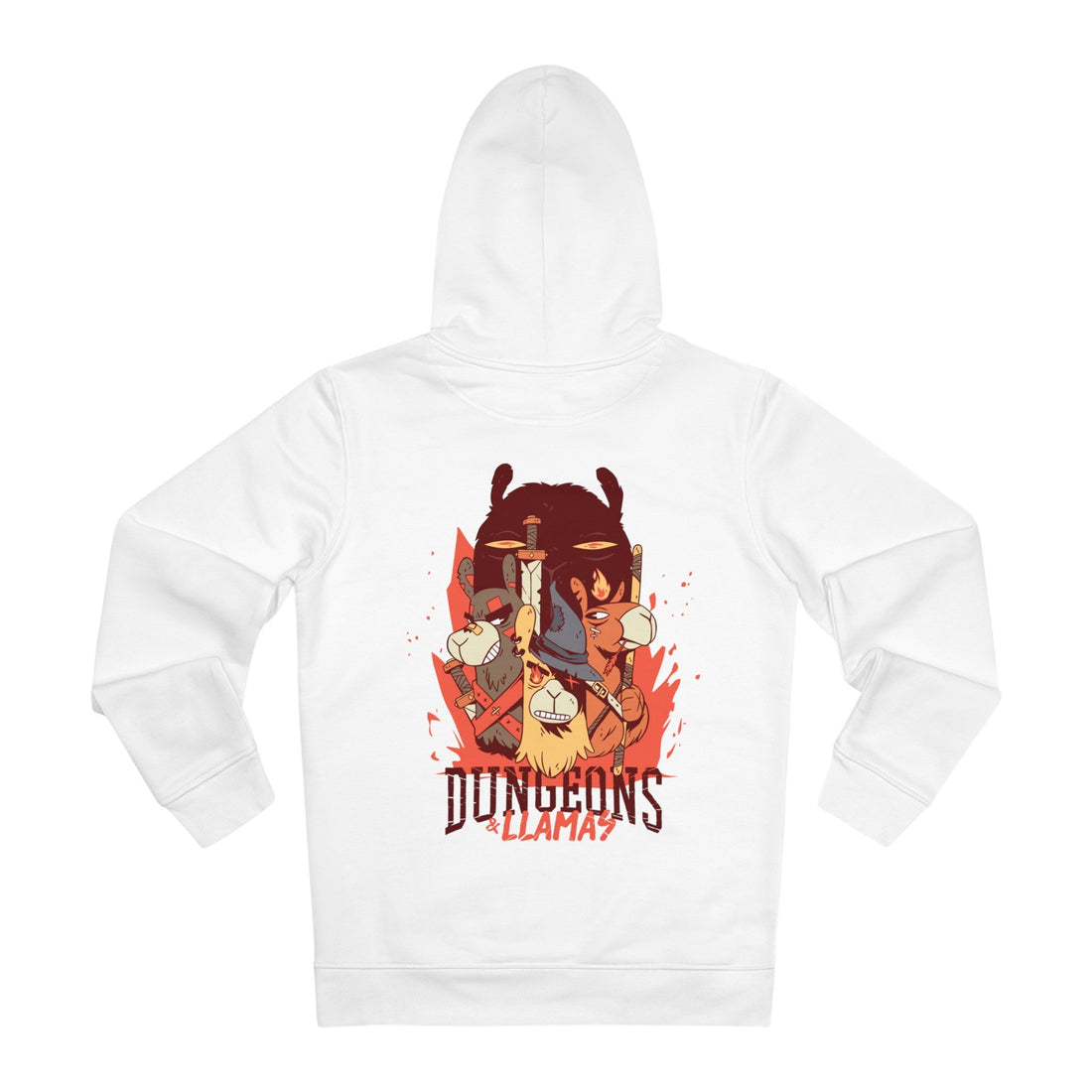 Printify Hoodie White / S Dungeons and Llamas - Dungeons and Animals - Hoodie - Back Design