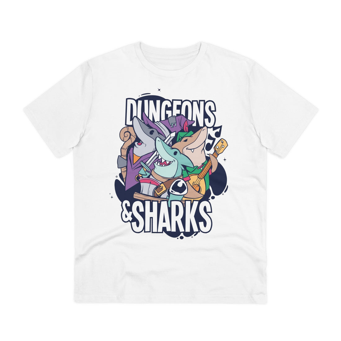Printify T-Shirt White / 2XS Dungeons and Sharks - Dungeons and Animals - Front Design