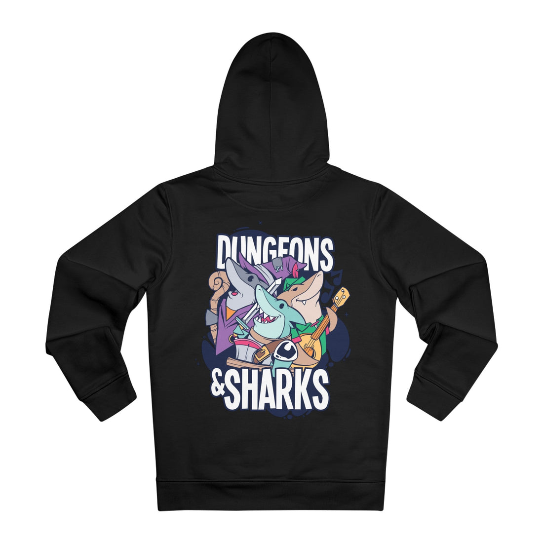 Printify Hoodie Black / M Dungeons and Sharks - Dungeons and Animals - Hoodie - Back Design