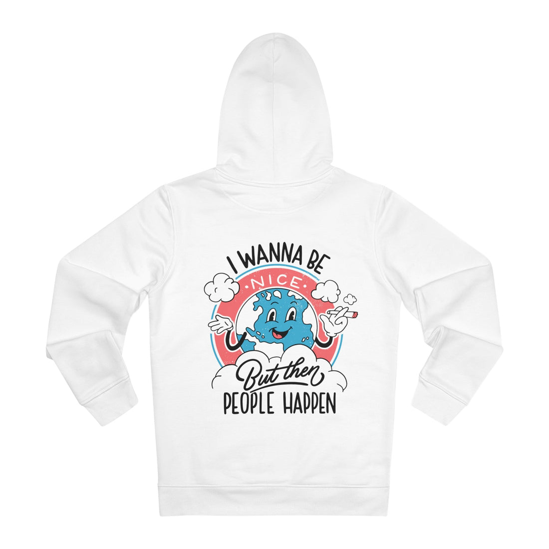 Printify Hoodie White / S Eath I wanna be but then people happen - Antisocial Retro - Hoodie - Back Design