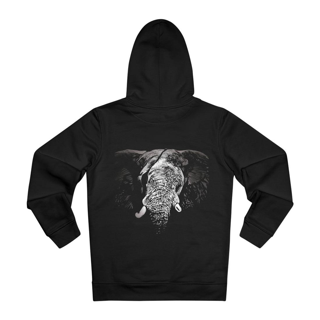 Printify Hoodie Black / M Elephant Blindfold - Animals with Eye Patch - Hoodie - Back Design