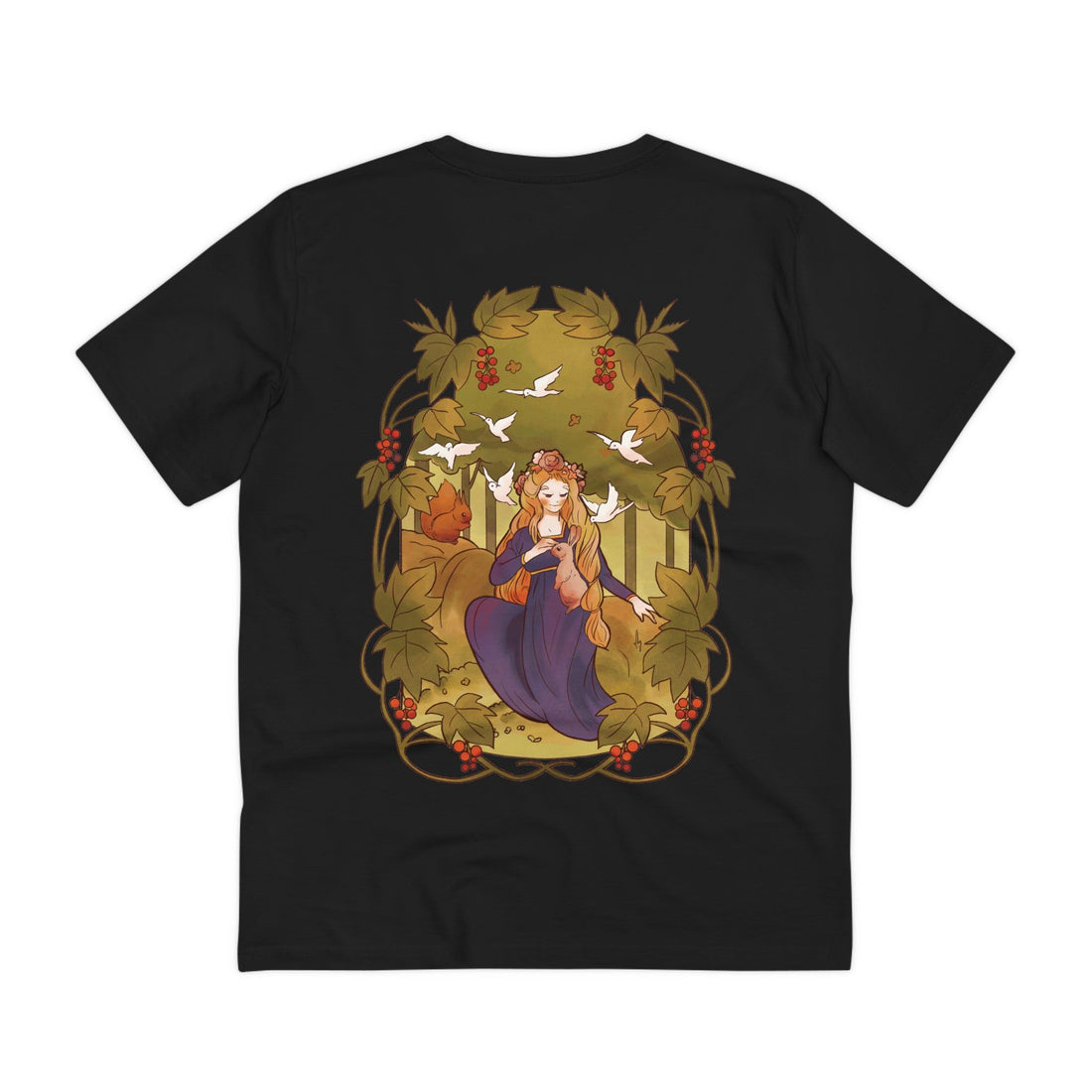 Printify T-Shirt Black / 2XS Fairy Surrounded by Animals - Fairy Tail World - Back Design