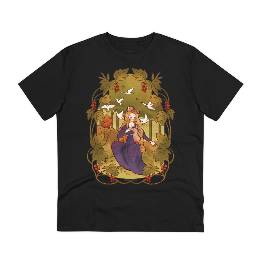 Printify T-Shirt Black / 2XS Fairy Surrounded by Animals - Fairy Tail World - Front Design