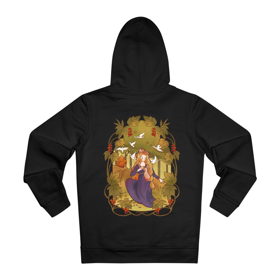 Printify Hoodie Black / M Fairy Surrounded by Animals - Fairy Tail World - Hoodie - Back Design
