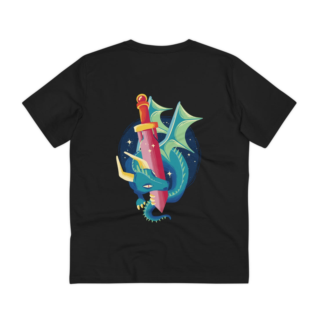 Printify T-Shirt Black / 2XS Fairytale Dragon with Sword - Fairytale Dragons - Back Design