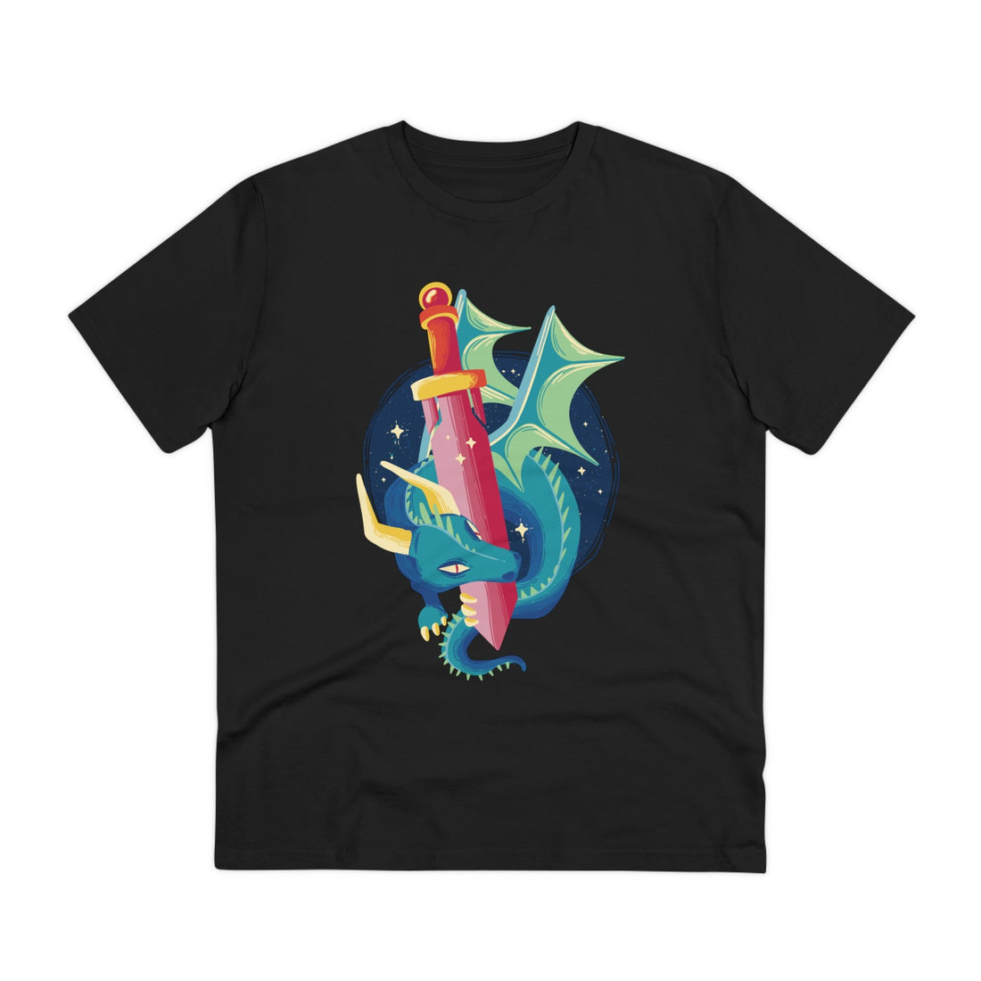 Printify T-Shirt Black / 2XS Fairytale Dragon with Sword - Fairytale Dragons - Front Design