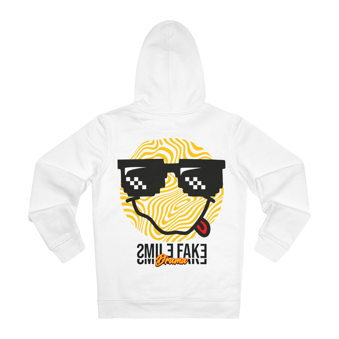 Printify Hoodie White / S Fake Smile Drama - Streetwear - Joker - Hoodie - Back Design