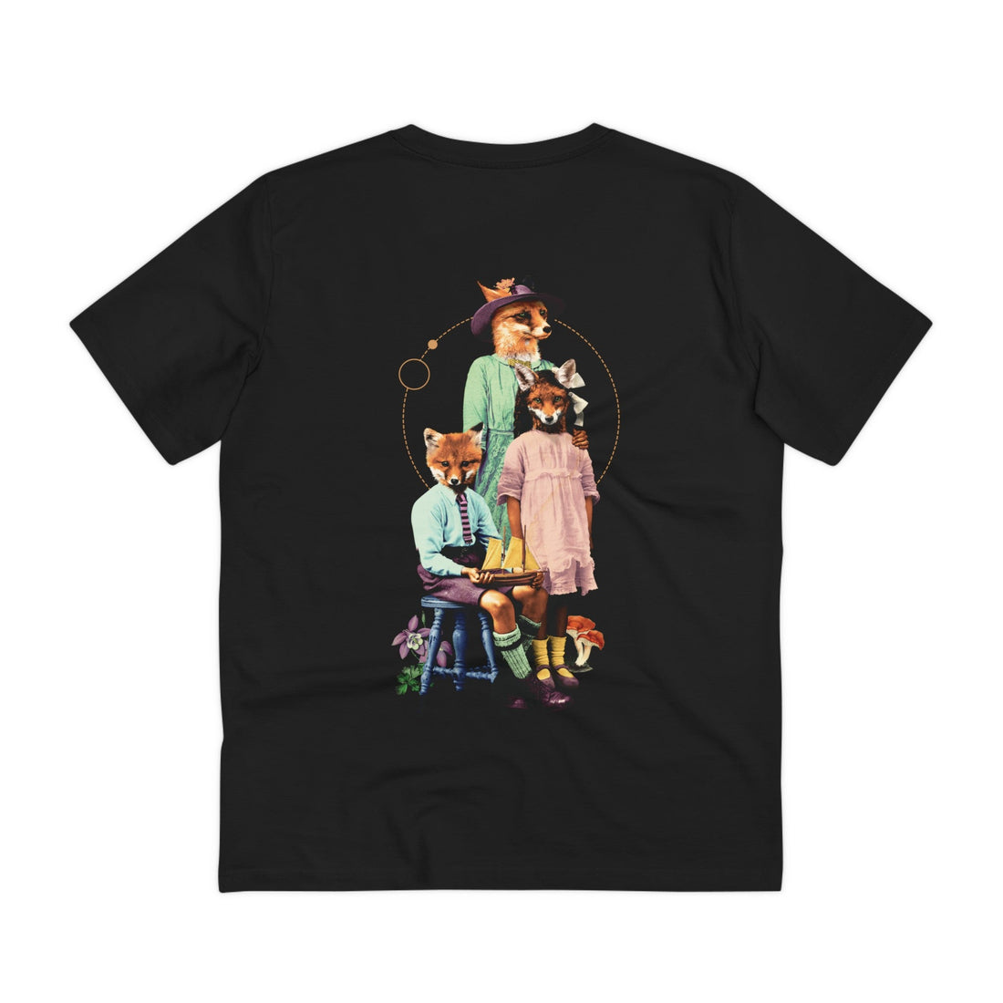 Printify T-Shirt Black / 2XS Family Fox - Animal Human - Back Design