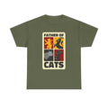 Militärgrünes T Shirt mit Katzenwappen im Game of Thrones Stil und Schriftzug Father of Cats.