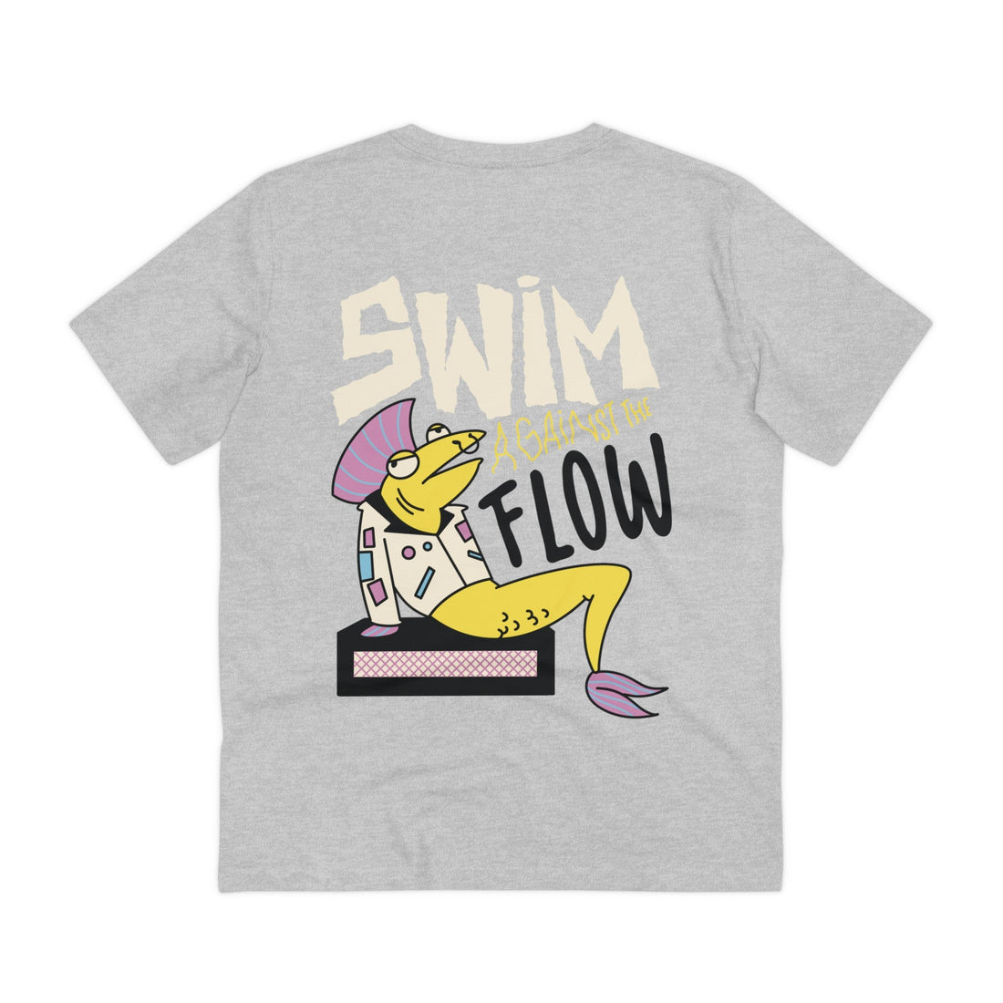 Printify T-Shirt Heather Grey / 2XS Fish Swim against the Flow - Punk Animals - Back Design