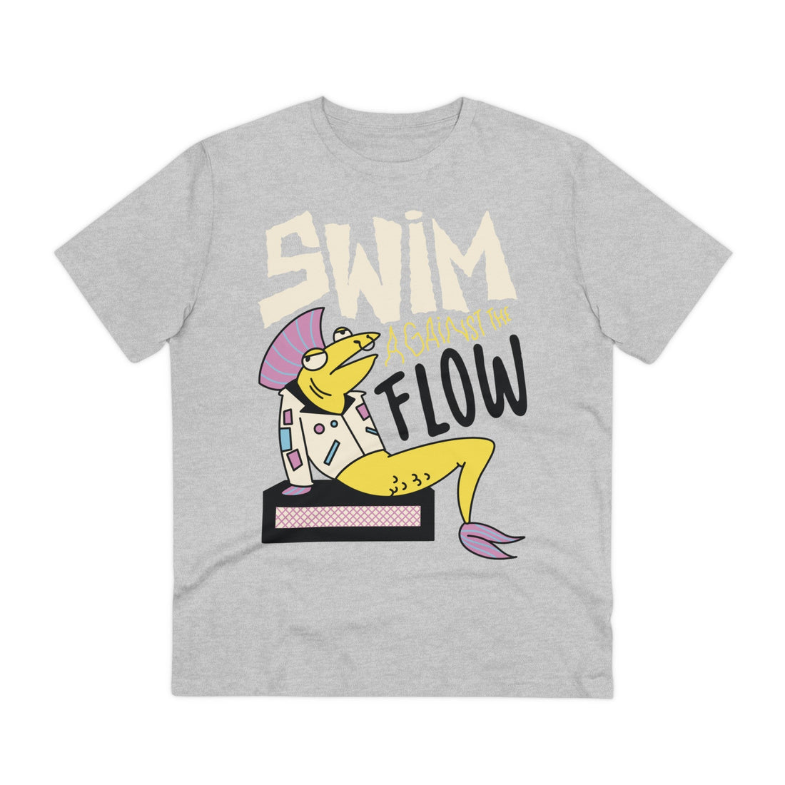 Printify T-Shirt Heather Grey / 2XS Fish Swim against the Flow - Punk Animals - Front Design