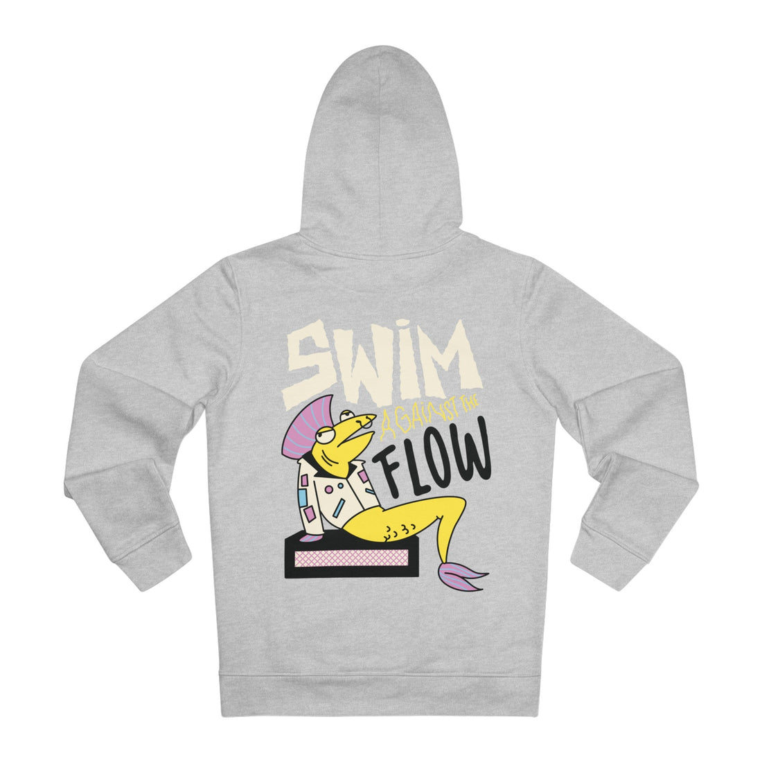 Printify Hoodie Heather Grey / S Fish Swim against the Flow - Punk Animals - Hoodie - Back Design