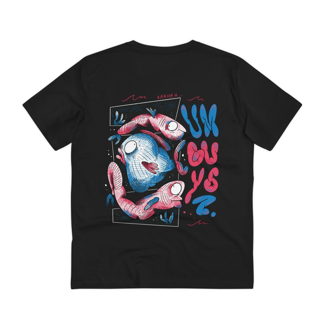 Printify T-Shirt Black / 2XS Fish swimming - Sea Creatures - Back Design