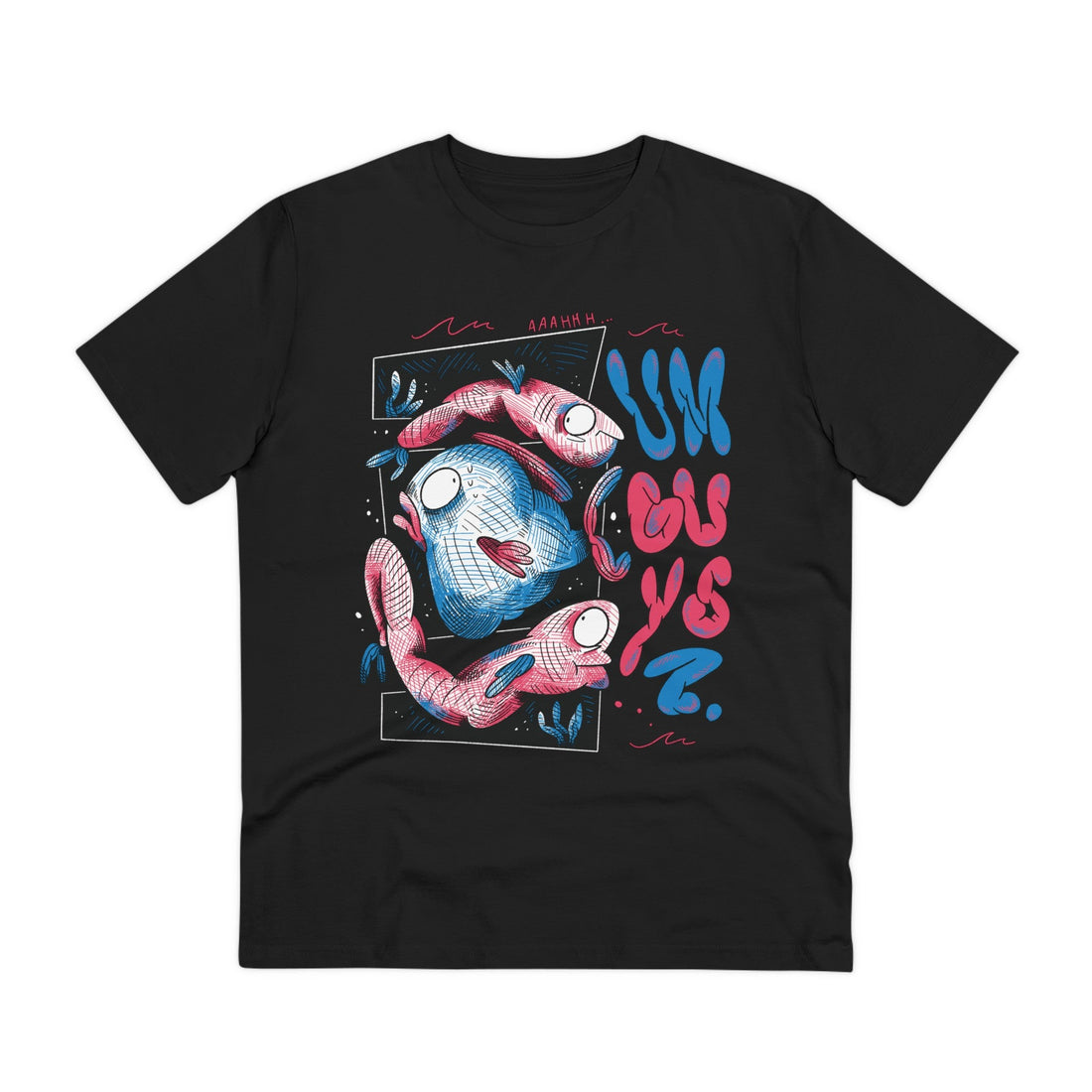 Printify T-Shirt Black / 2XS Fish swimming - Sea Creatures - Front Design
