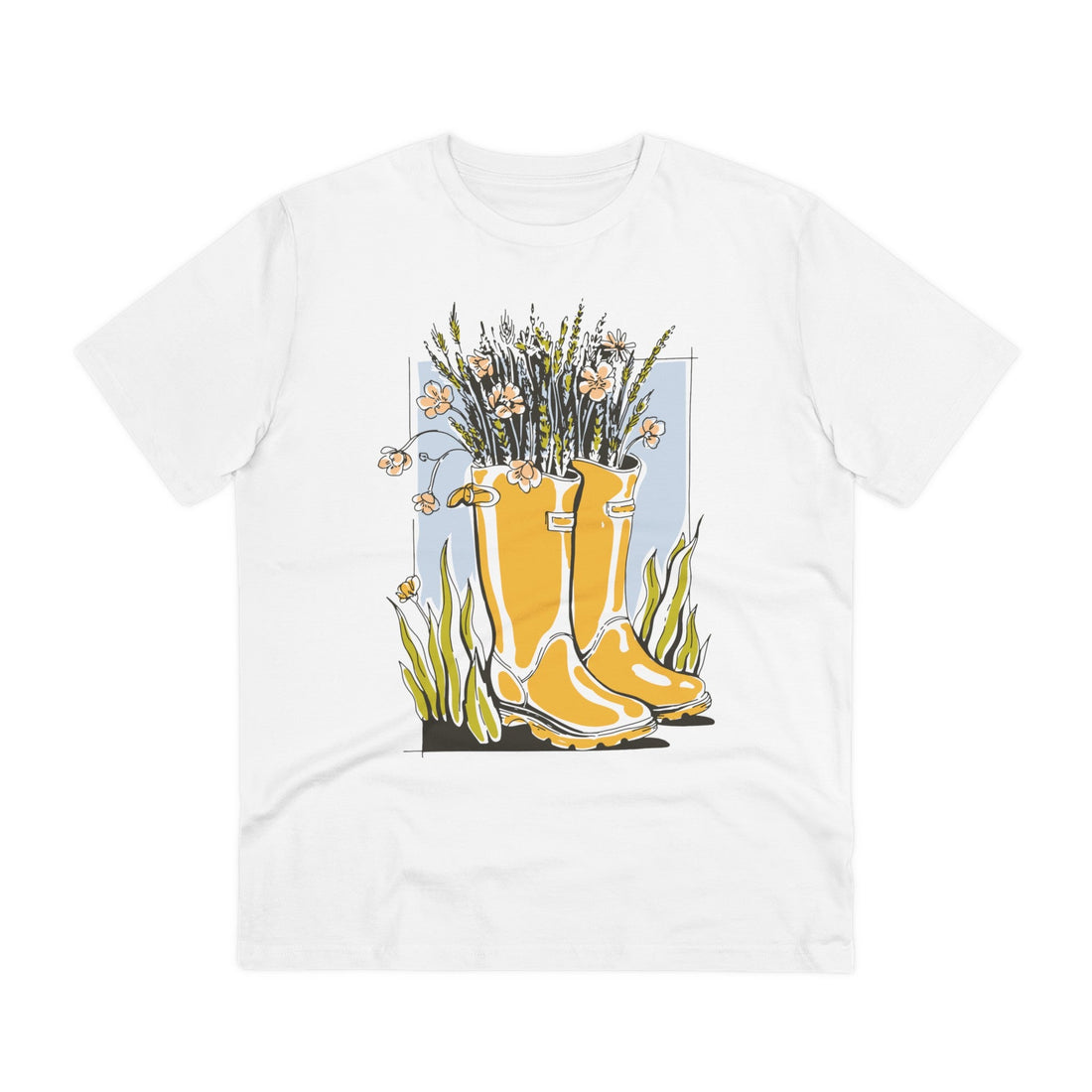 Printify T-Shirt White / 2XS Flowers in boots - Cottagecore Lifestyle - Front Design