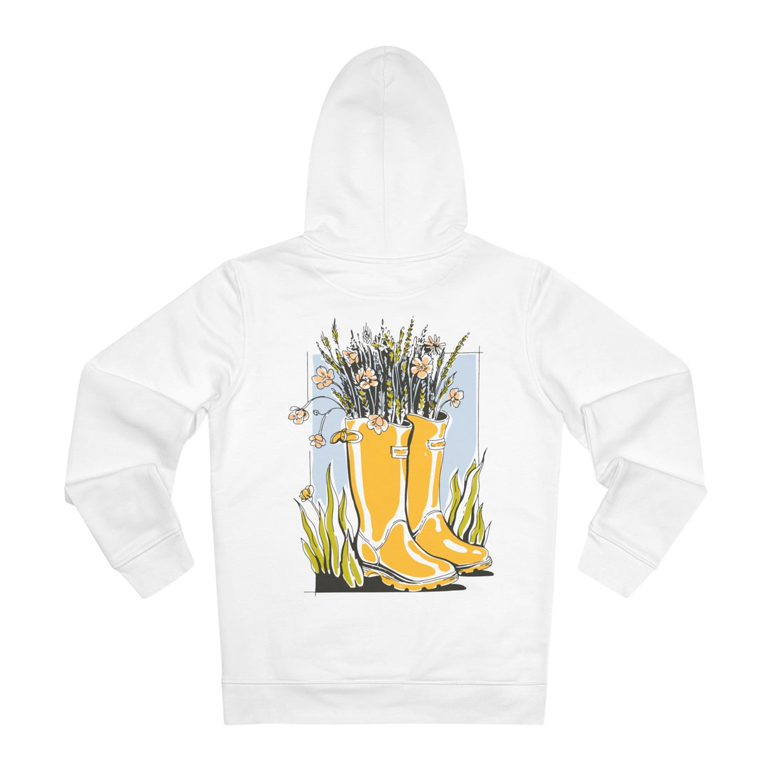 Printify Hoodie White / S Flowers in boots - Cottagecore Lifestyle - Hoodie - Back Design