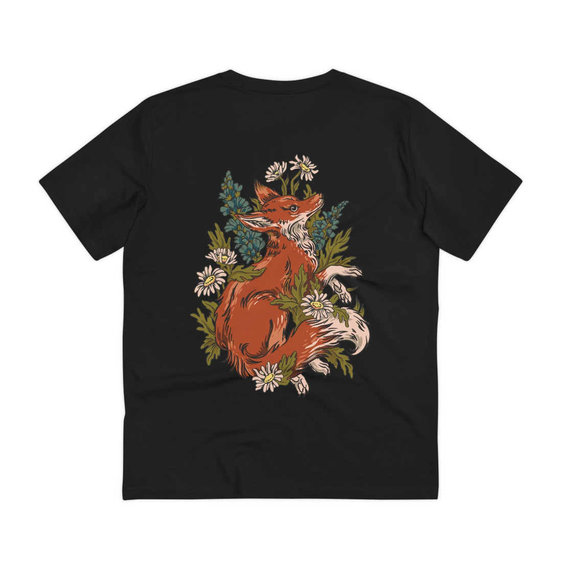 Printify T-Shirt Black / 2XS Fox - Animals in Nature - Back Design
