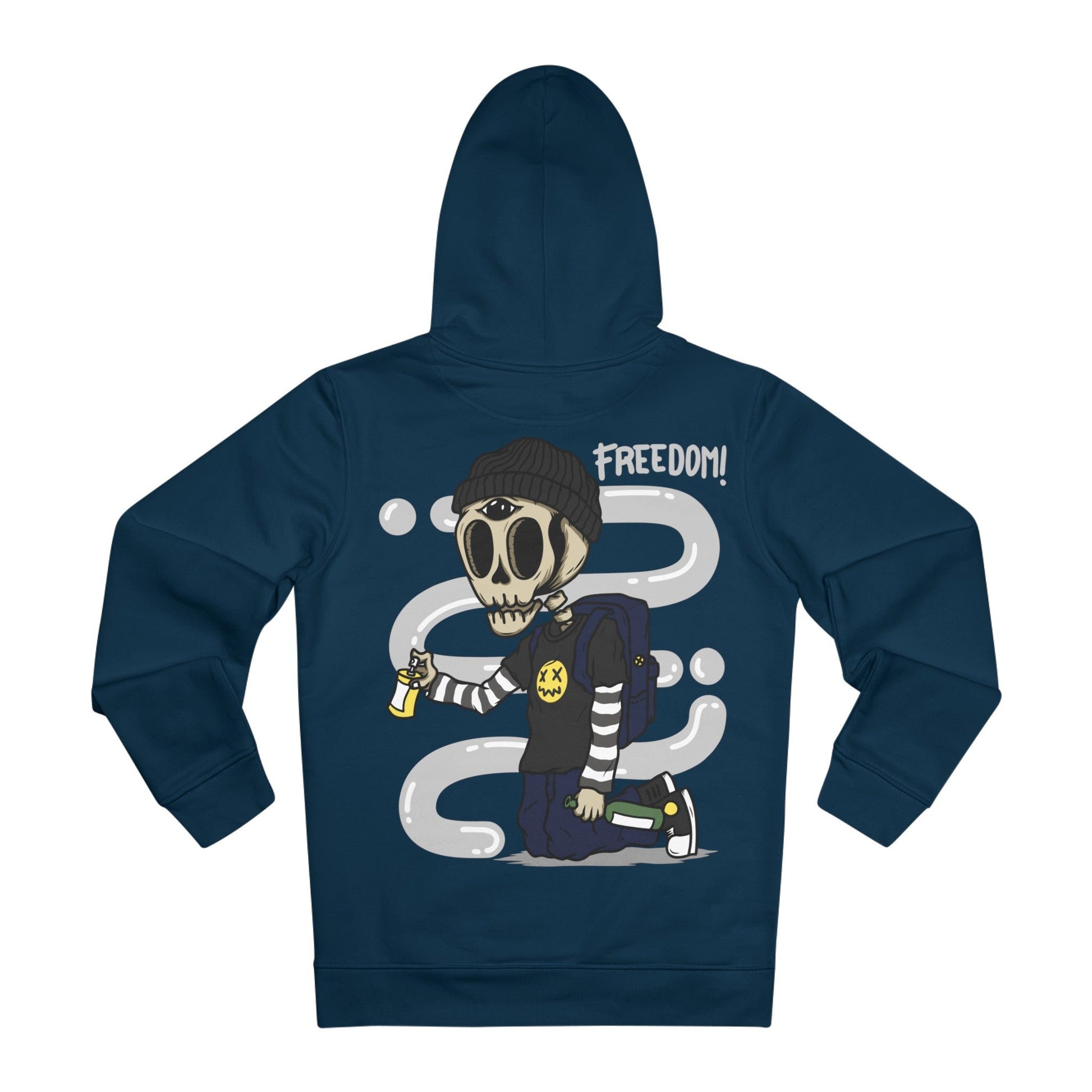 Printify Hoodie French Navy / S Freedom Skull Smile - Streetwear - I´m Fine - Hoodie - Back Design