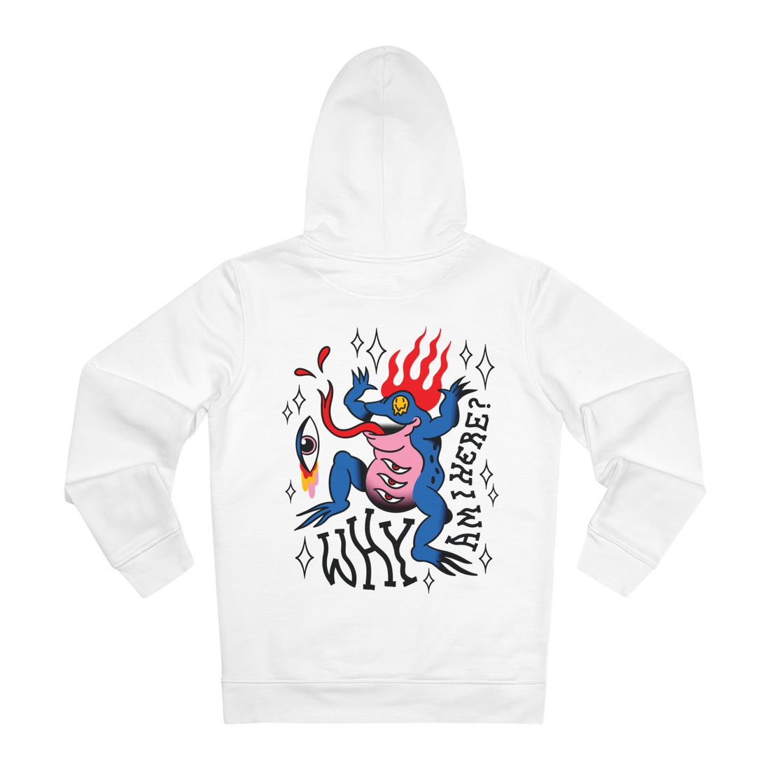 Printify Hoodie White / S Frog on Fire - Trippy Tattoo - Hoodie - Back Design